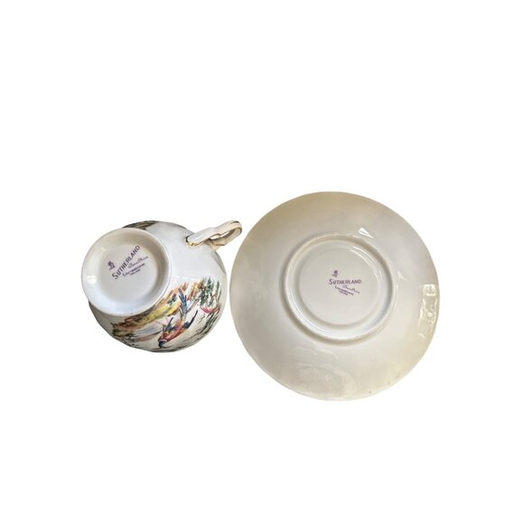 Sutherland Bone China Tea Cup & Saucer Set With Bird Design & Gold Trim - Picture 5 of 5